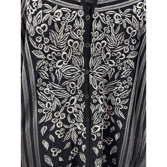 Nic + Zoe Womens Black & White Embroidered Cardigan Tunic - Picture 3 of 6